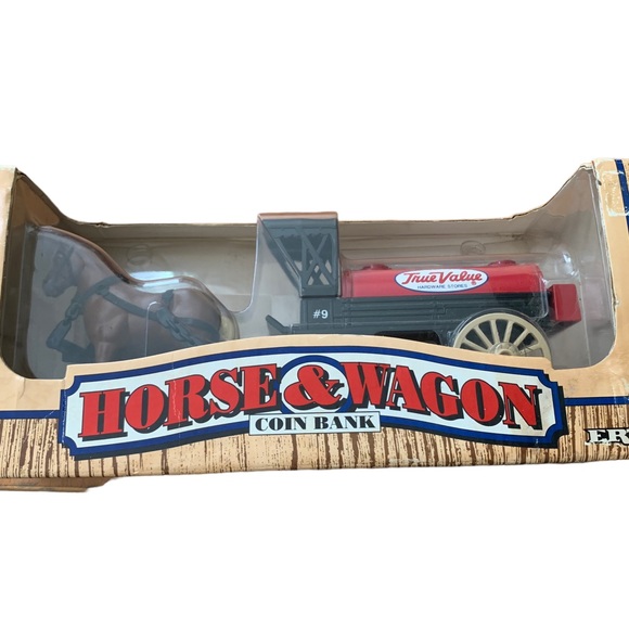 ERTL VTG 1990 True Value Horse & Wagon Coin Bank Die Cast Locking w/KEY NIB - Picture 10 of 11